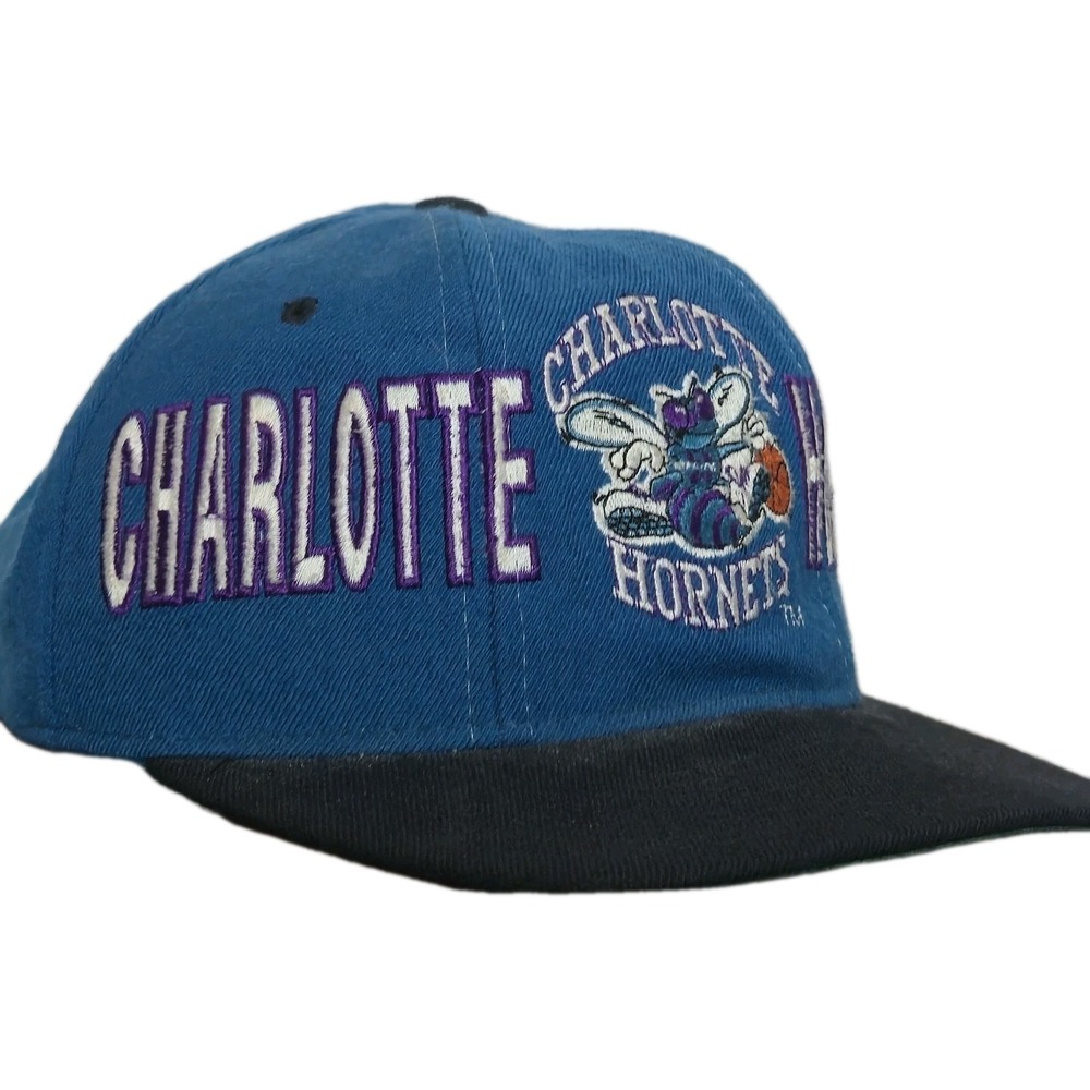 Vtg NBA Charlotte Hornets Starter Brand Wool Tri Power Snapback Hat **RARE**